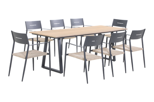 ARALIA IX 8-Seater Outdoor Dining Setting angle view on a white background