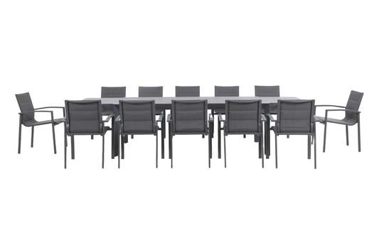 CARDO XIII 12-Seater Extending Outdoor Dining Setting - Front view on a white background