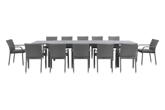 FICO XIII 12-Seater Extending Outdoor Dining Setting - Front view on a white background