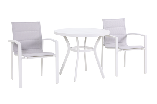 IRIDE III 2-Seater Outdoor Bistro Setting - Angle view on a white background