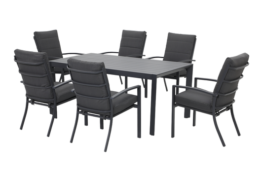 ORTENSIA VII 6-Seater Outdoor Dining Setting - Angle view on a white background