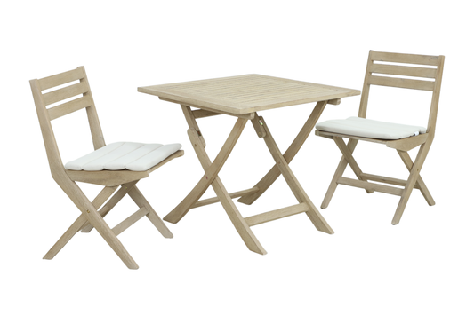 PAPIRO III 2-Seater Foldable Outdoor Bistro Setting - Angle view on white background