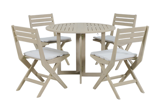 PAPIRO V 4-Seater Foldable Outdoor Dining Setting – Front View on White Background