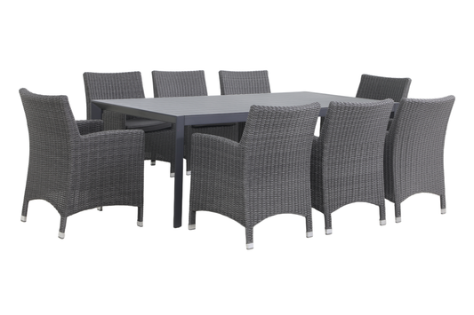 ROVERE IX 8-Seater Outdoor Dining Setting - Angle view on a white background