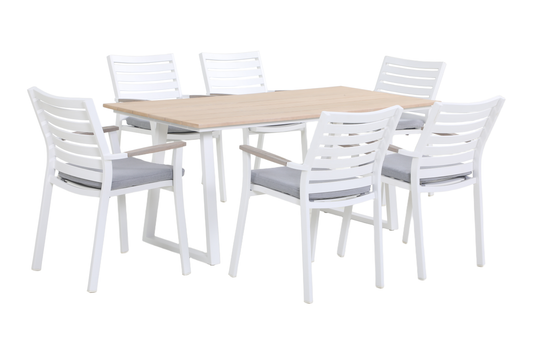 TIARELLO VII 6-Seater Outdoor Dining Setting - Angle view on a white background