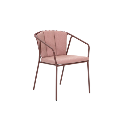 FRAGMA VII 6-Seater Outdoor Round Dining Setting in Wine Red - Dining Chair Detail