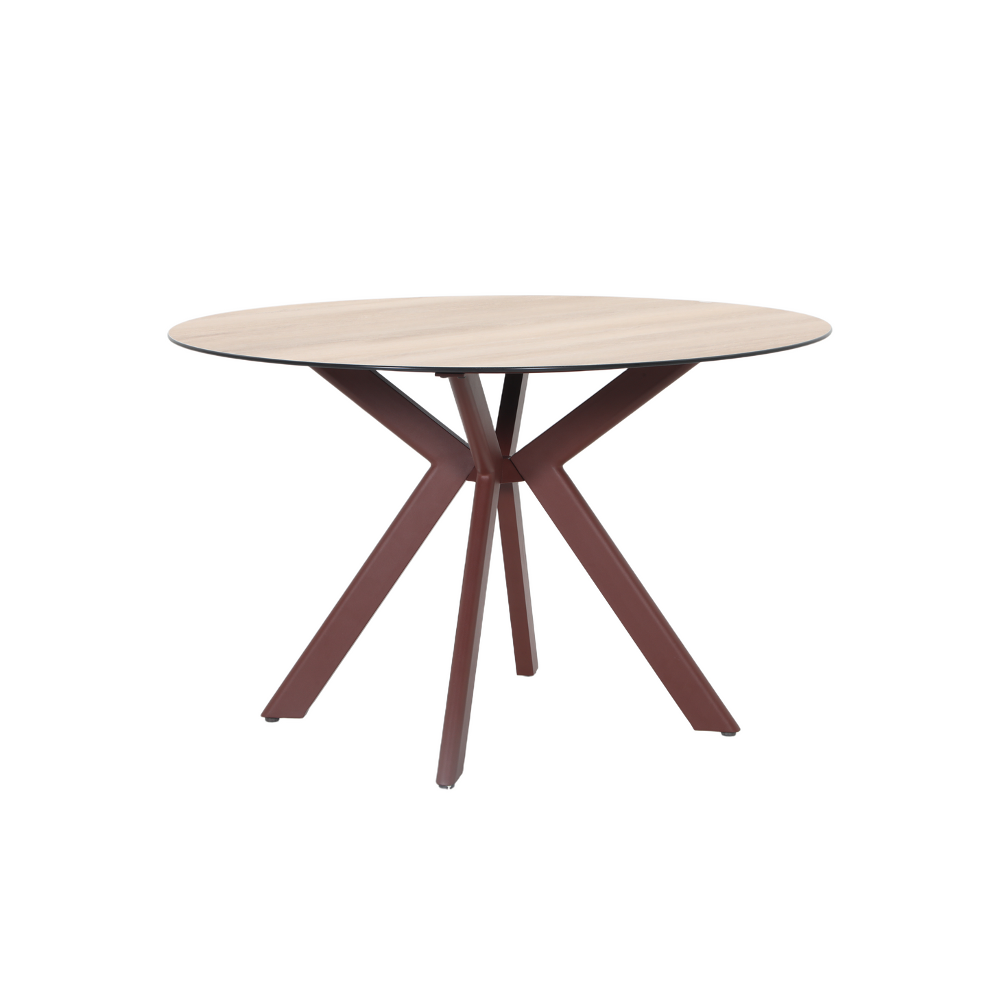 FRAGMA VII 6-Seater Outdoor Round Dining Setting in Wine Red - Round Dining Table Detail