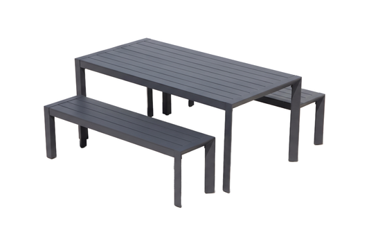 ABETE III 6-Seater Outdoor Dining Setting - Angle view on a white background