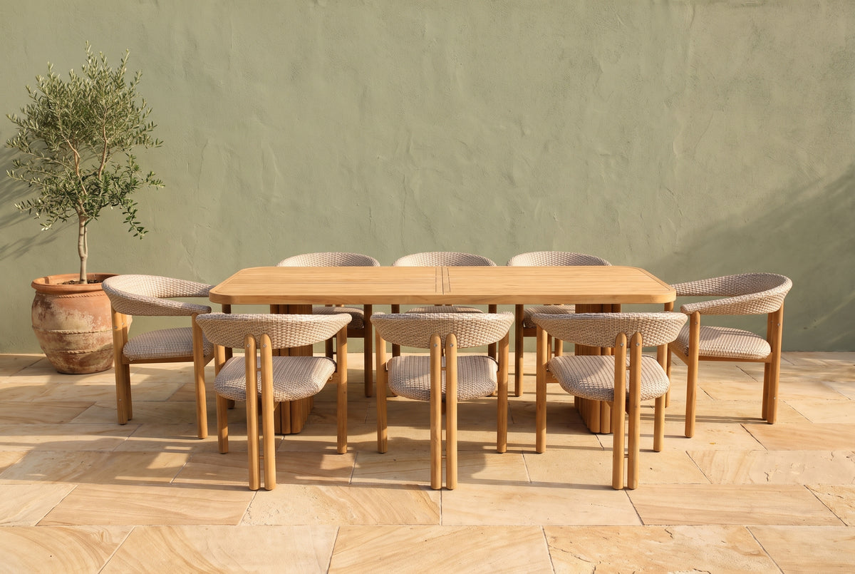 ALLODOLA IX 8-Seater Outdoor Dining Setting on a warm sandstone paved terrace of an Australian home