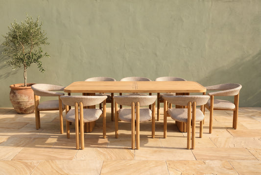 ALLODOLA IX 8-Seater Outdoor Dining Setting on a warm sandstone paved terrace of an Australian home
