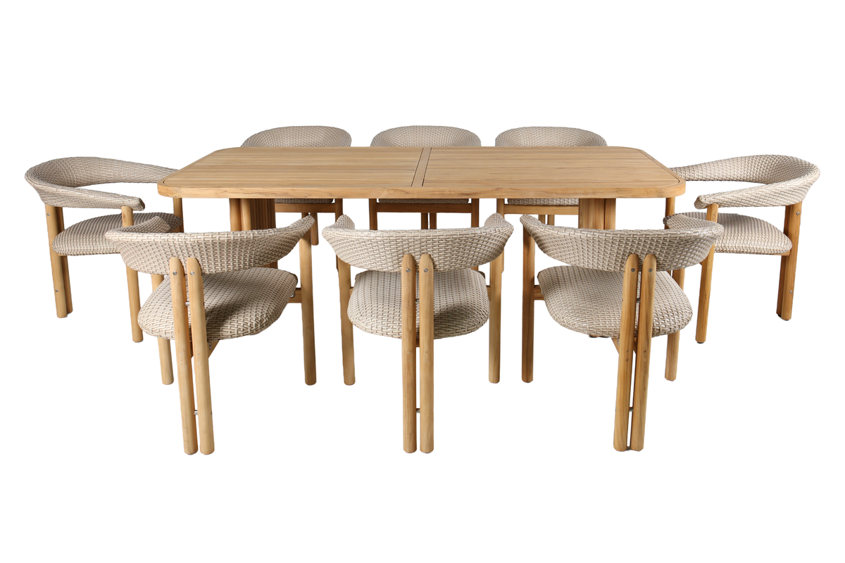 ALLODOLA IX 8-Seater Outdoor Dining Setting front view on a white background