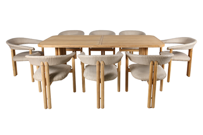 ALLODOLA IX 8-Seater Outdoor Dining Setting front view on a white background