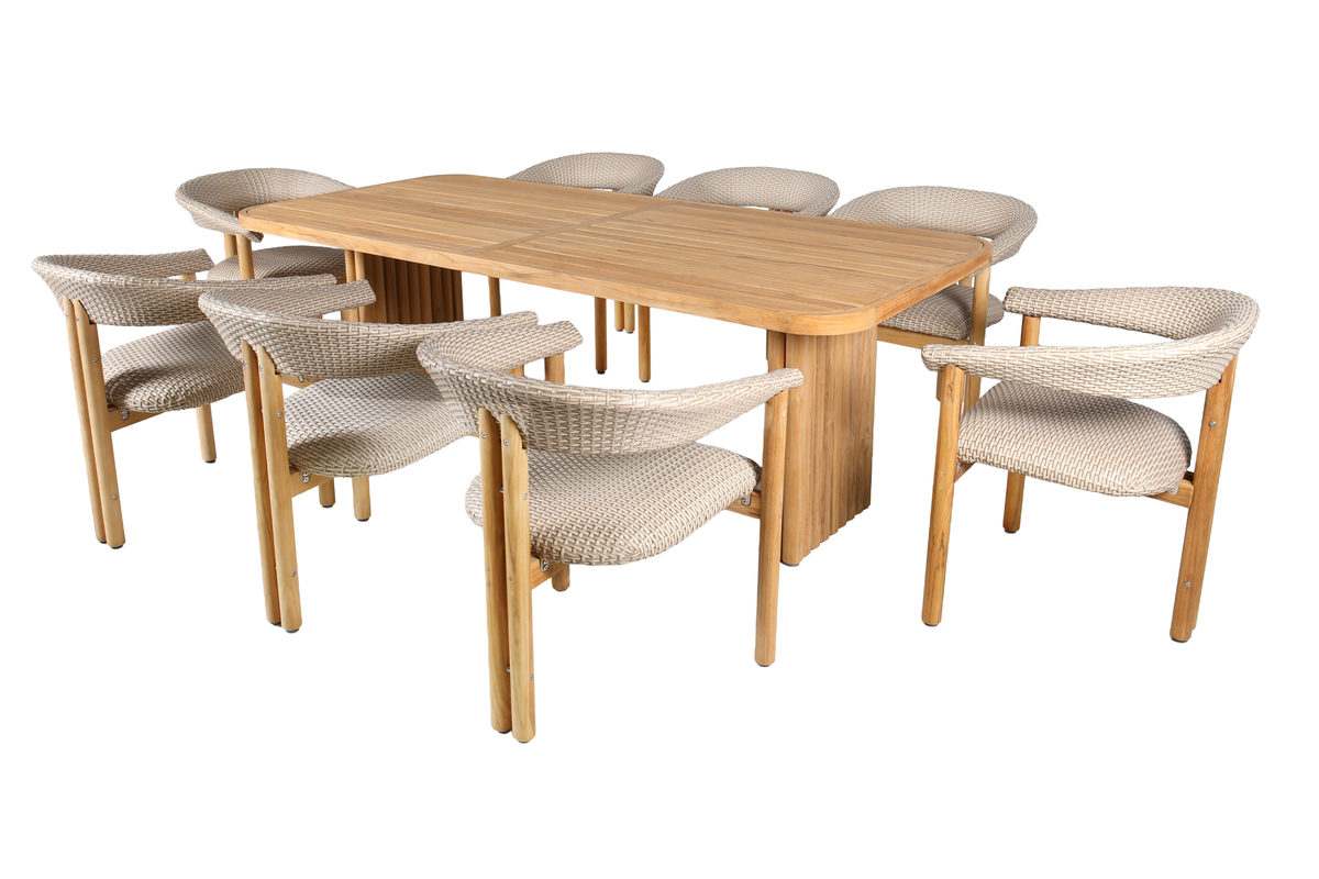 ALLODOLA IX 8-Seater Outdoor Dining Setting angle view on a white background