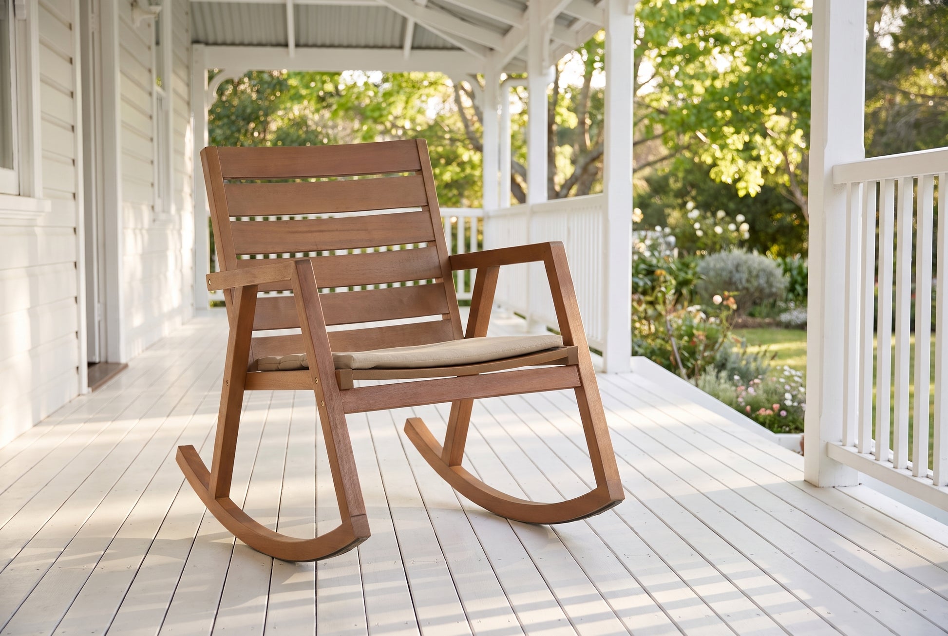 ALLORO Outdoor Rocking Chair on a verandah