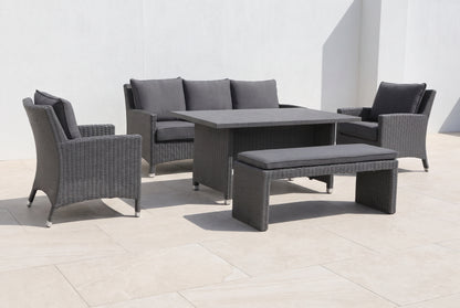 ALTHEA V 7-Seater Outdoor Modular Dining Setting on a light porcelain paved terrace
