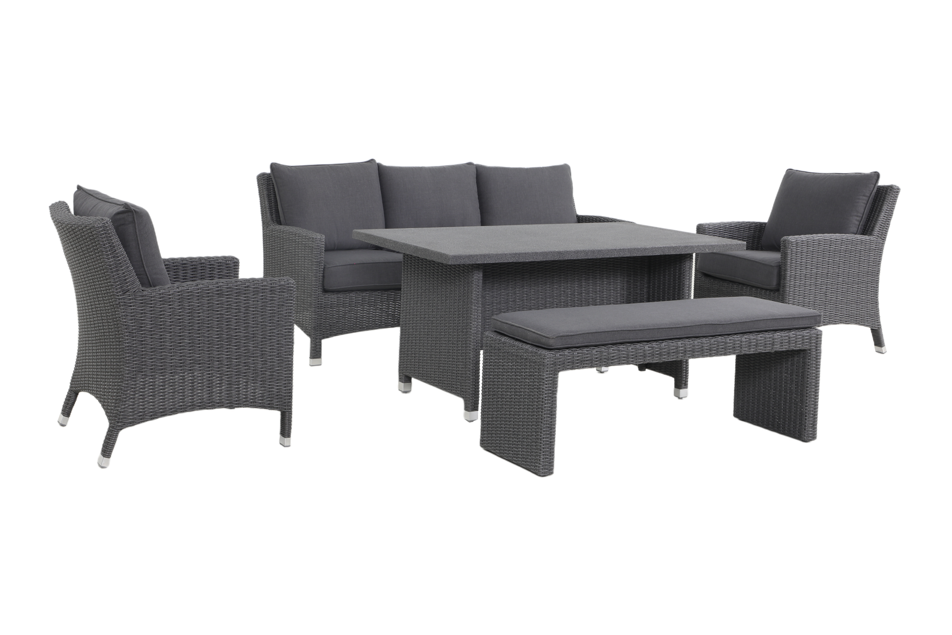 ALTHEA V 7-Seater Outdoor Modular Dining Setting - Angle view on a white background