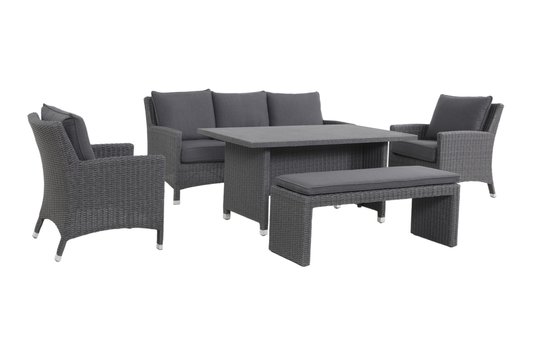 ALTHEA V 7-Seater Outdoor Modular Dining Setting - Angle view on a white background