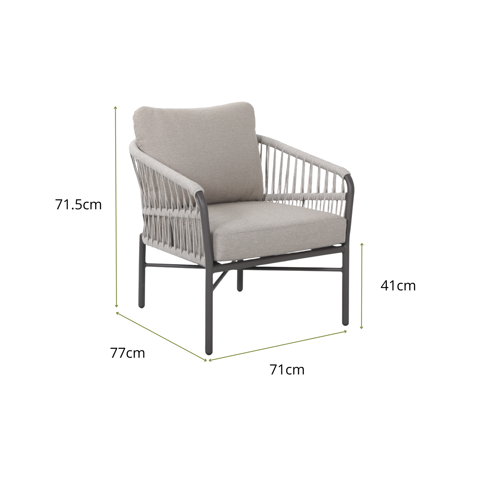 ALYA VII 6-Seater Outdoor Dining Setting - Single Lounge Dimensions