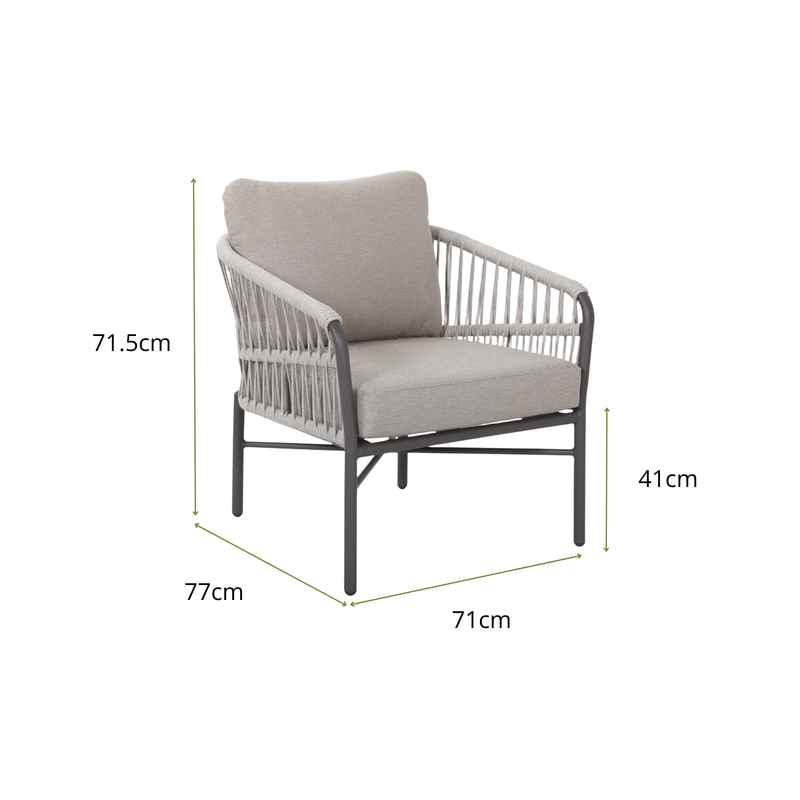 ALYA VII 6-Seater Outdoor Dining Setting - Single Lounge Dimensions