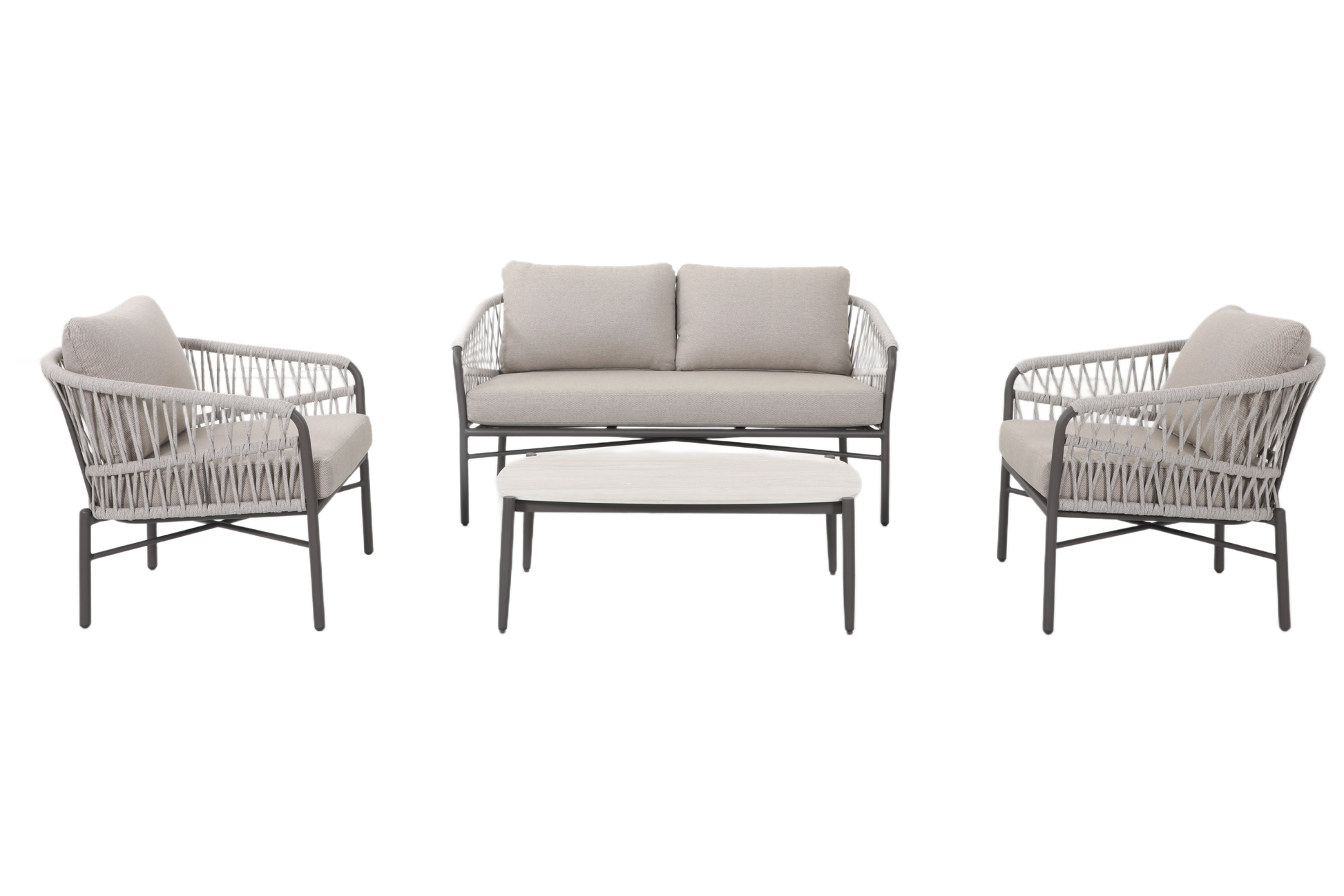 ALYA IV 4-Seater Outdoor Lounge Setting – Front View on White Background