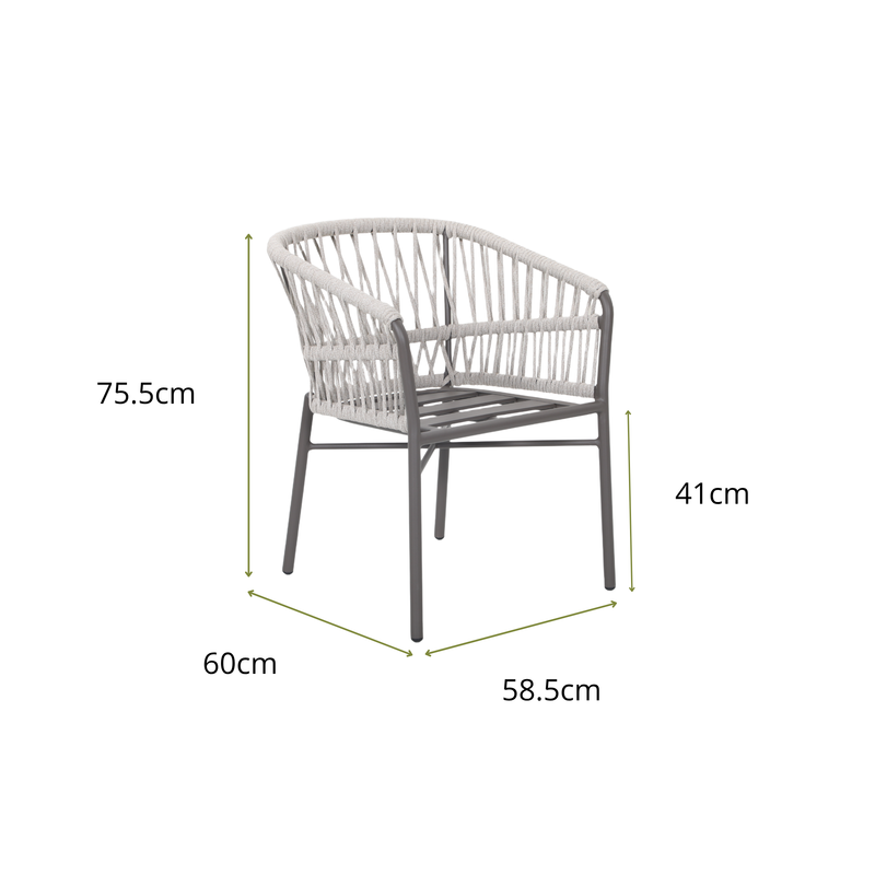 ALYA VII 6-Seater Outdoor Dining Setting - Dining Chair Dimensions