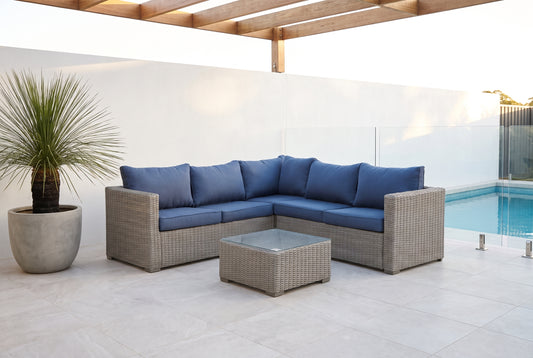 ASFODELO III 4-Seater Modular Outdoor Lounge Setting beside a pool on an alfresco terrace