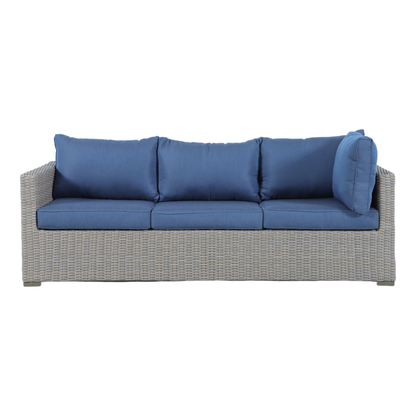 ASFODELO III 4-Seater Modular Outdoor Lounge Setting - Triple lounge with navy cushions