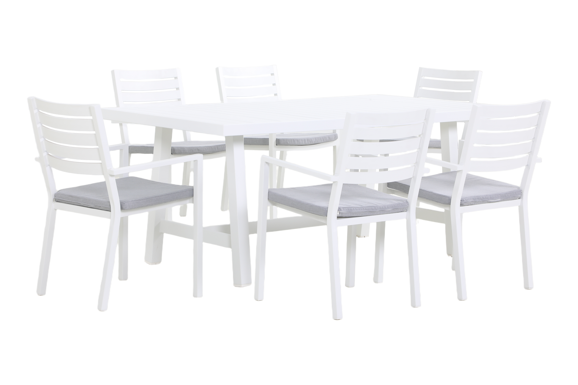 AZALEA VII 6-Seater Outdoor Dining Setting - White angle view on white background