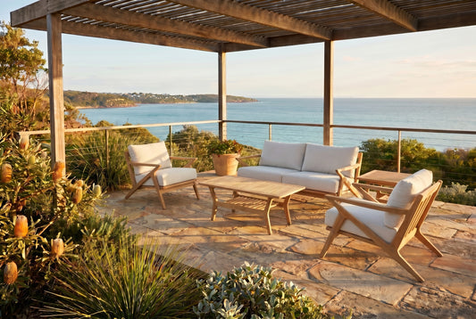 CAMELIA V 4-Seater Outdoor Lounge Setting in a coastal backdrop