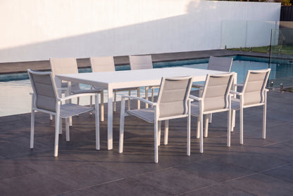 CARDO IX 8-Seater Outdoor Dining Setting - White - Angle view on a white background