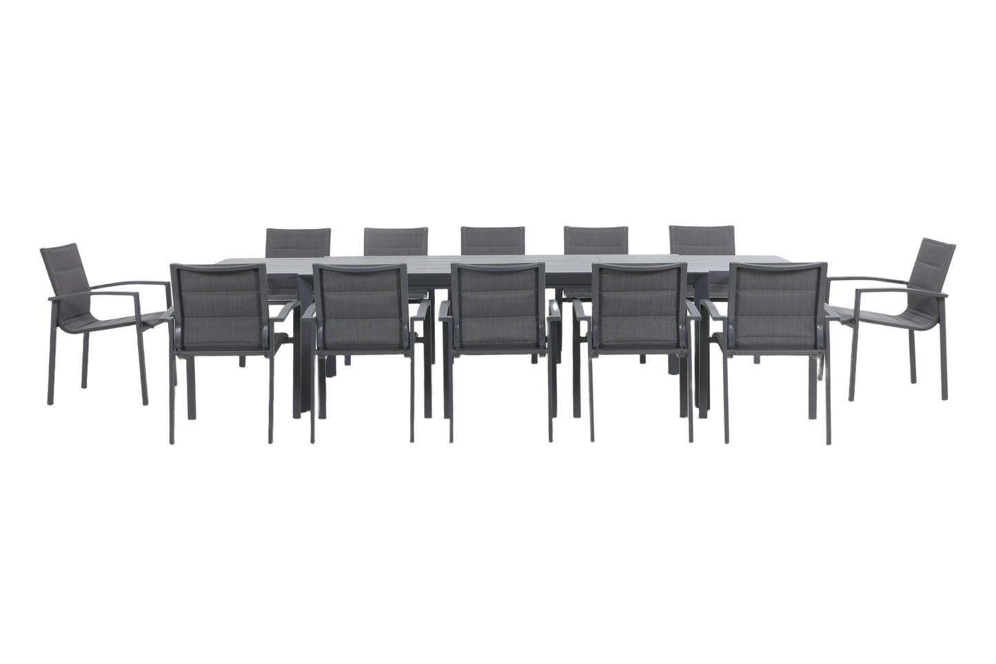 CARDO XIII 12-Seater Extending Outdoor Dining Setting - Front view on a white background