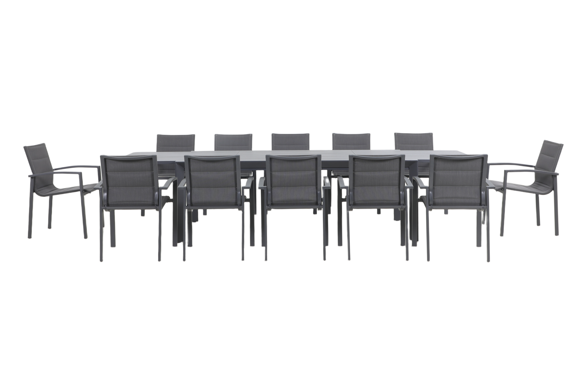CARDO XIII 12-Seater Extending Outdoor Dining Setting - Front view on a white background
