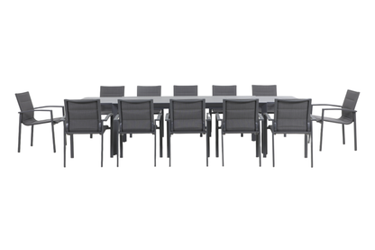 CARDO XIII 12-Seater Extending Outdoor Dining Setting - Front view on a white background