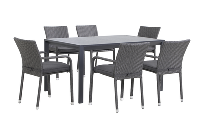 CARPINO VII 6-Seater Outdoor Dining Setting - Angle view on a white background