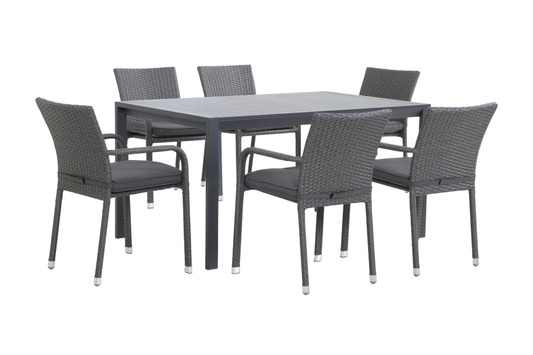 CARPINO VII 6-Seater Outdoor Dining Setting - Angle view on a white background