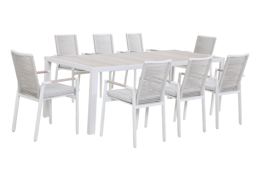 CARRUBO IX 8-Seater Outdoor Dining Setting angle view on a white background