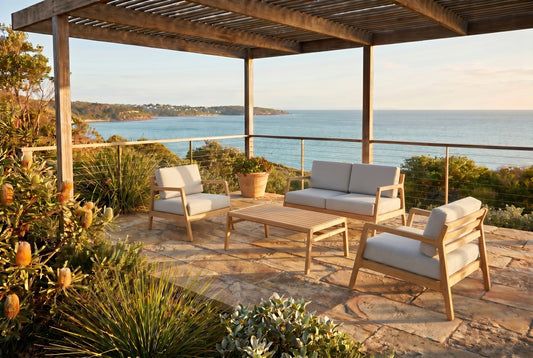 DALIA IV 4-Seater Outdoor Lounge Setting in a coastal backdrop