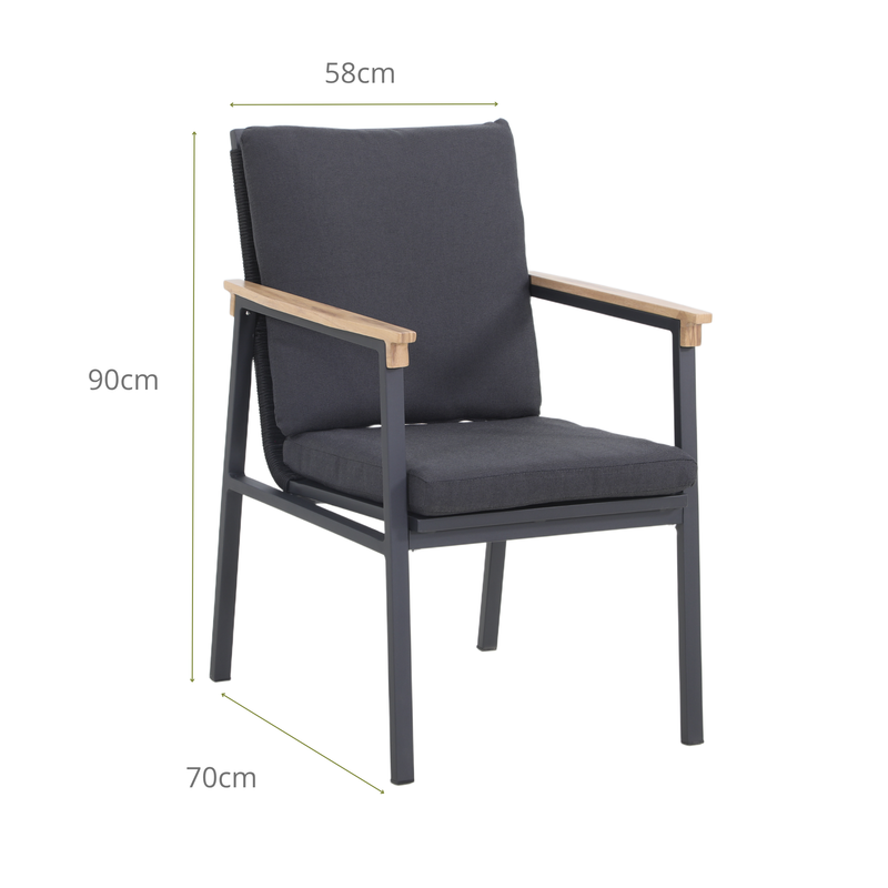 DATURA IX 8-Seater Outdoor Dining Chair Dimensions