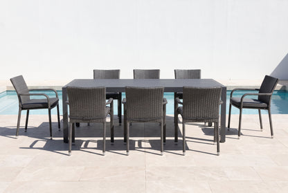 FICO IX 8-Seater Outdoor Dining Setting beside a pool on an alfresco terrace