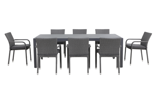 FICO IX 8-Seater Outdoor Dining Setting - Front view on a white background