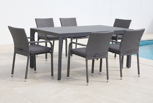 FICO VII 6-Seater Outdoor Dining Setting beside a pool on an alfresco terrace