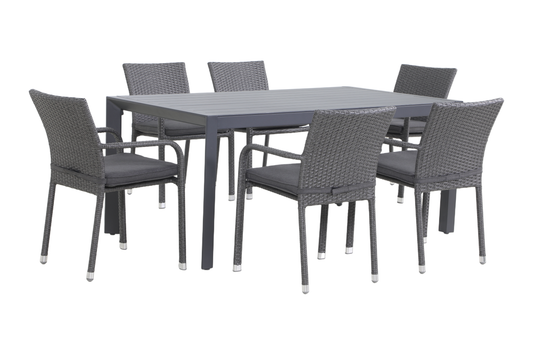 FICO VII 6-Seater Outdoor Dining Setting - Angle view on a white background
