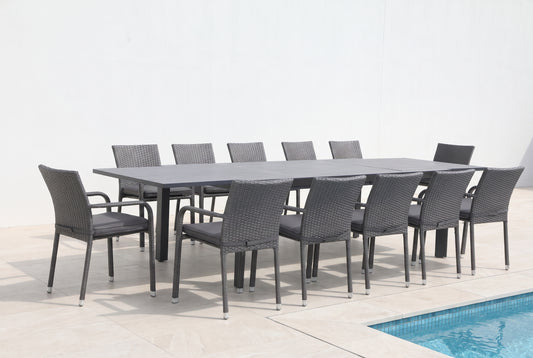 FICO XIII 12-Seater Extending Outdoor Dining Setting on a light porcelain paved terrace
