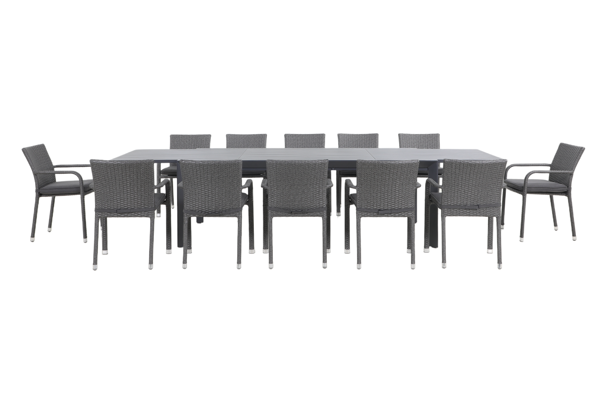 FICO XIII 12-Seater Extending Outdoor Dining Setting - Front view on a white background