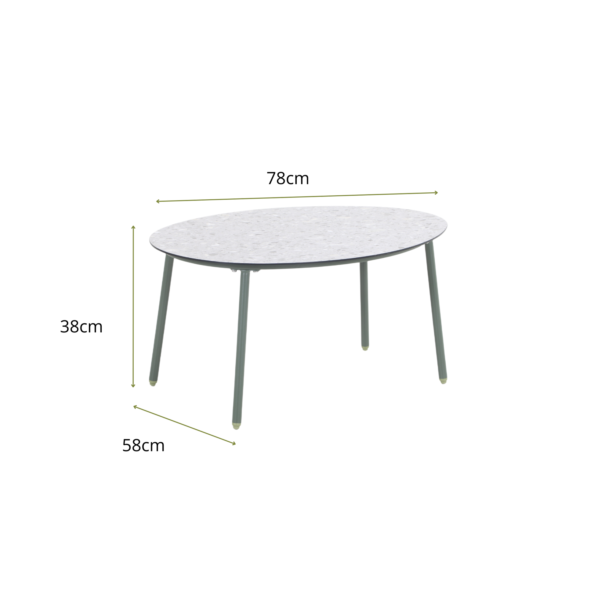 FRAGMA IV 4-Seater Outdoor Lounge Setting in Pine Green - Coffee Table Dimensions