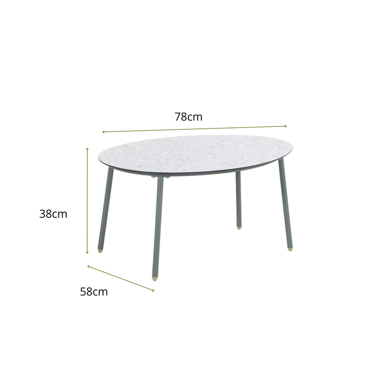 FRAGMA IV 4-Seater Outdoor Lounge Setting in Pine Green - Coffee Table Dimensions