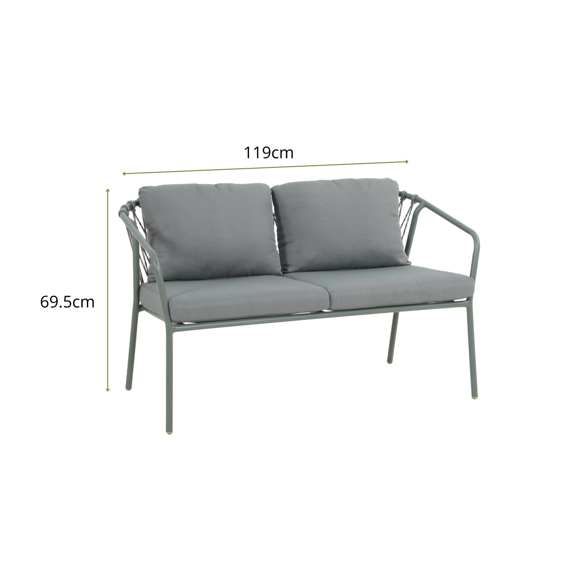FRAGMA IV 4-Seater Outdoor Lounge Setting in Pine Green- Double Lounge Dimensions