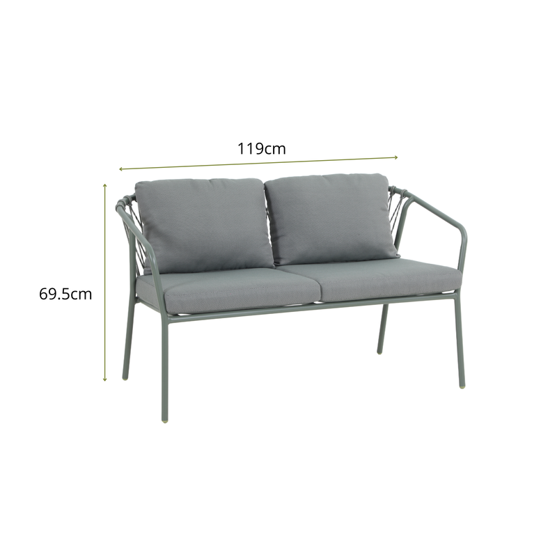 FRAGMA IV 4-Seater Outdoor Lounge Setting in Pine Green- Double Lounge Dimensions