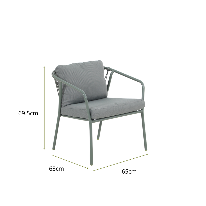 FRAGMA IV 4-Seater Outdoor Lounge Setting in Pine Green- Single Lounge Dimensions