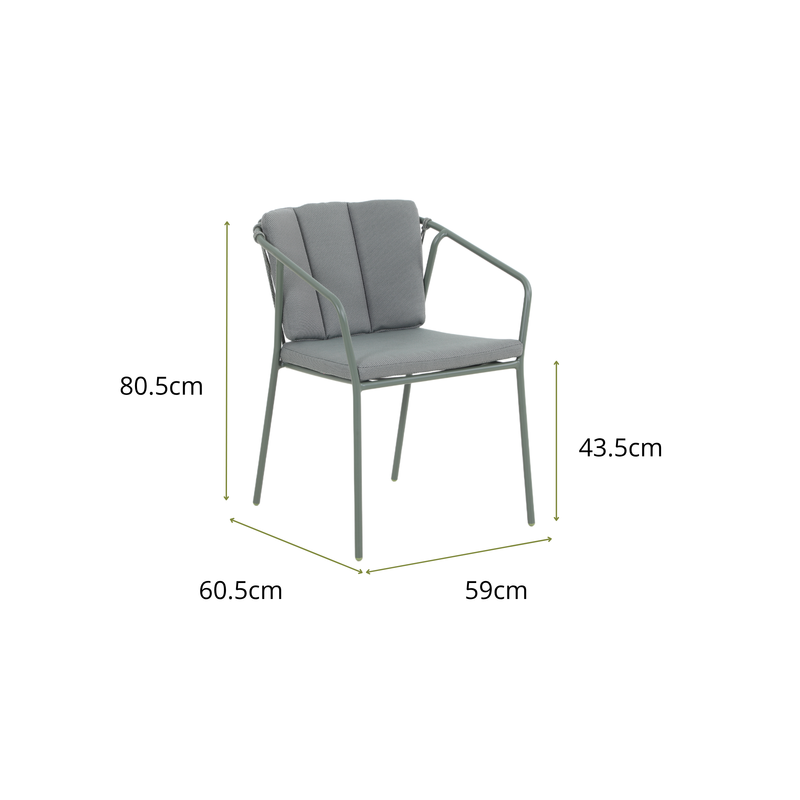 FRAGMA VII 6-Seater Outdoor Round Dining Setting in Pine Green - Dining Chair Dimensions 